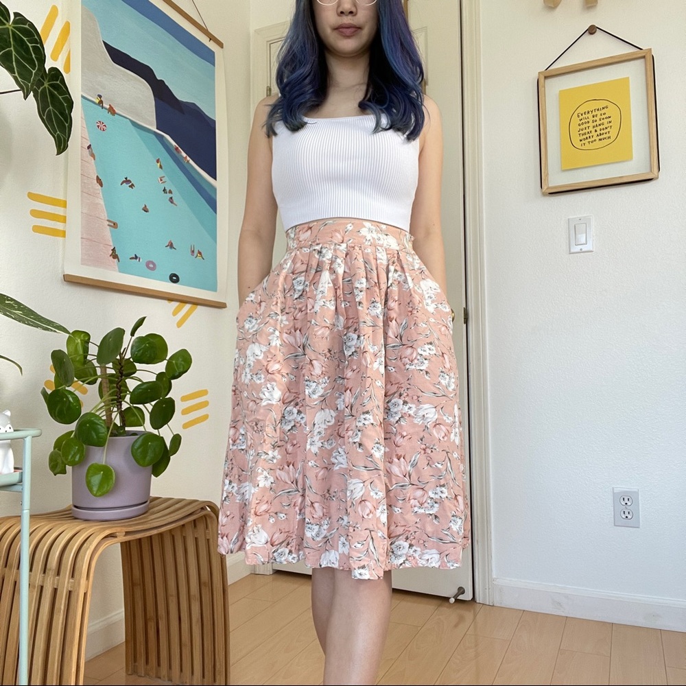 Vintage Abercrombie & Fitch Floral Pleated Midi Skirt
